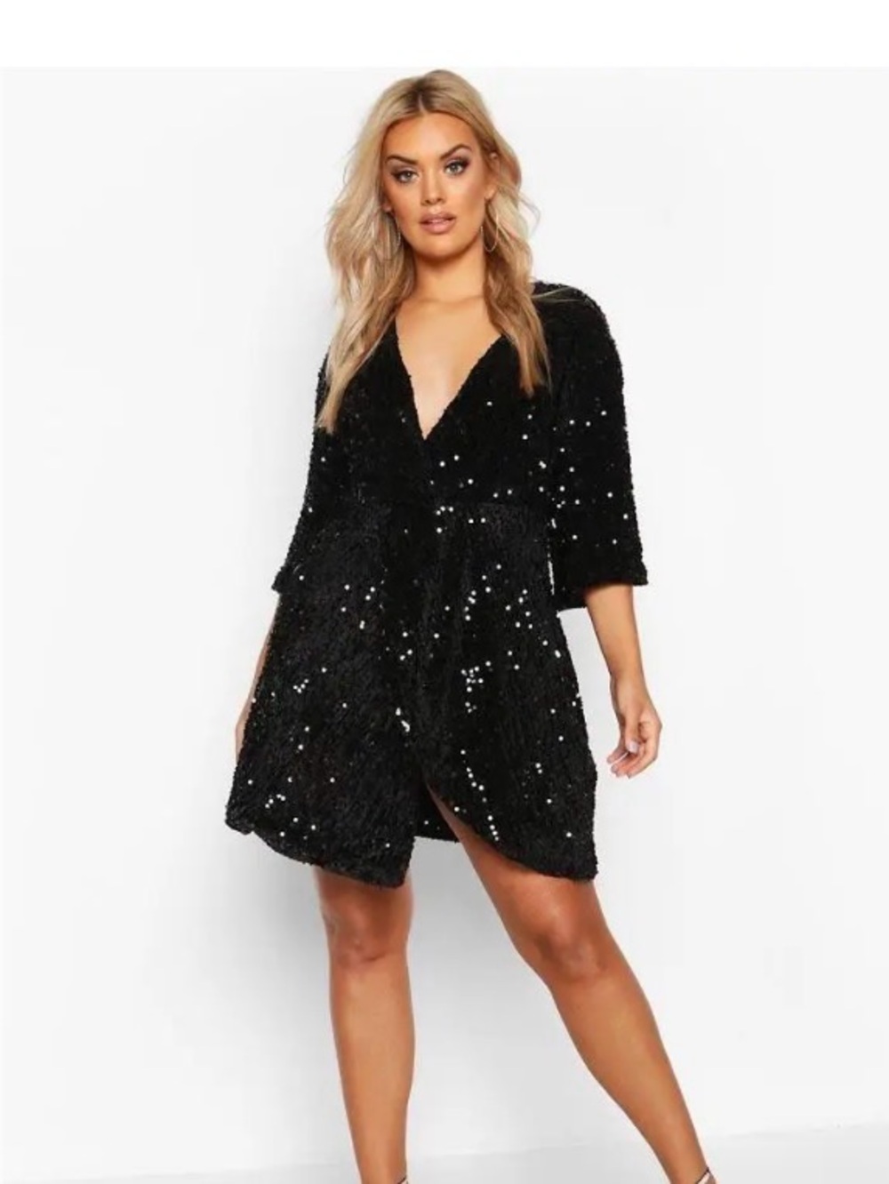 Boohoo Plus size 16 Sequin Twist Front midi dress NWT